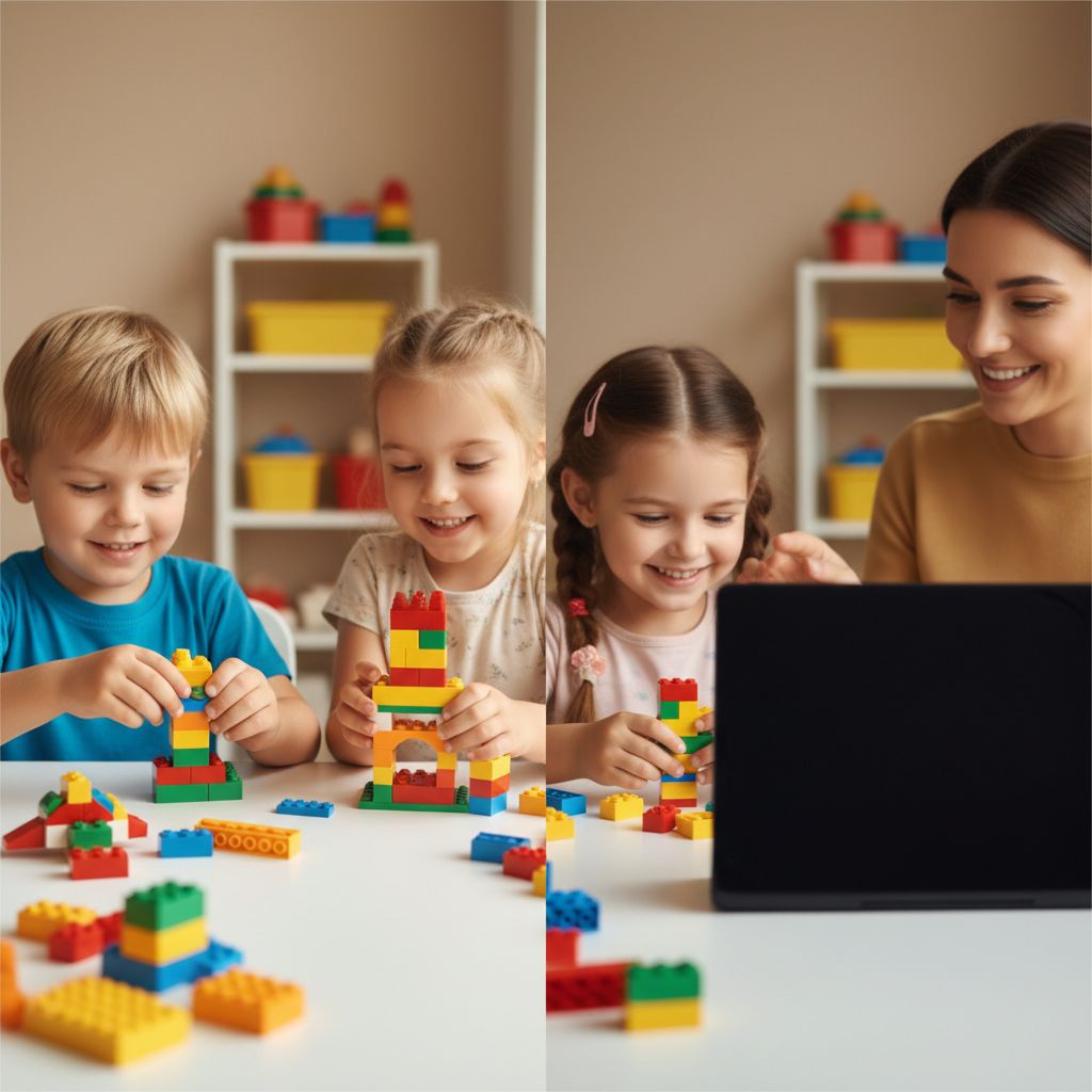 Children developing STEM skills through hands-on building, engineering and problem-solving activities in Singapore.